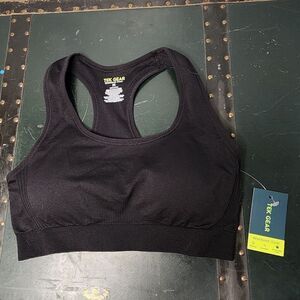 TEK GEAR Workout Bra Women's Sz Medium Black Low Impact Sports Bra Racerback NWT